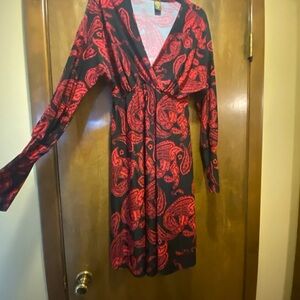 Elegant Red and Black Paisley Dress